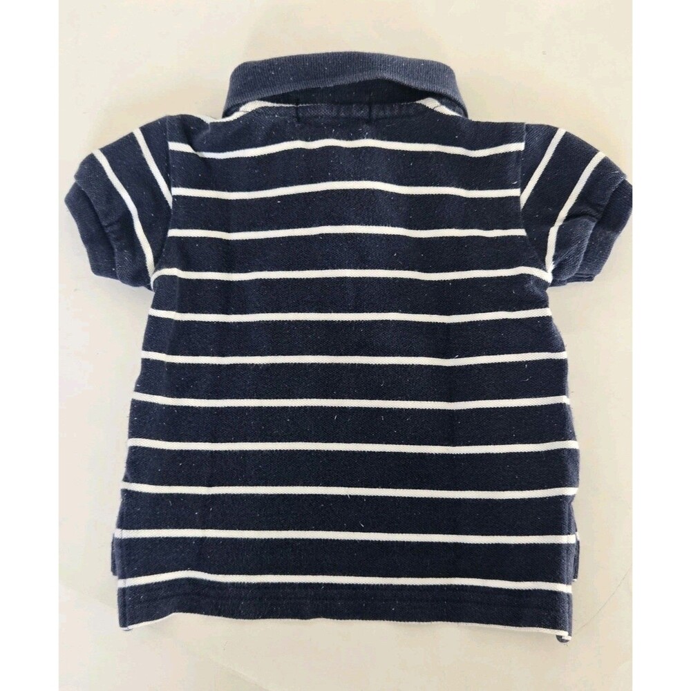 VTG Polo Ralph Lauren Baby Boy Polo Shirt Logo 9M Blue Striped - Picture 5 of 5